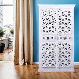 Marrakesch Orient & Mediterran Interior Kleiderschrank Hamada 90 x 180 x 0 cm Weiß