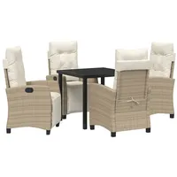 VidaXL 5-teilige Garten-Essgruppe Beige Poly-Rattan