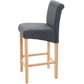 Mendler 2er-Set Barhocker HWC-C33, Barstuhl Tresenhocker, Holz ~ dunkelgrau, helle Beine, Stoff/Textil