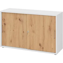 bümö Aktenschrank 120 x 75 x 40 cm Weiß/Asteiche