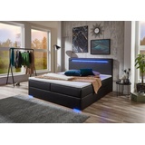 Meise Möbel meise.möbel Boxbett Candela 2, inkl. LED-Beleuchtung an Kopfteil und Füßen, mit Bettkasten und Topper, schwarz