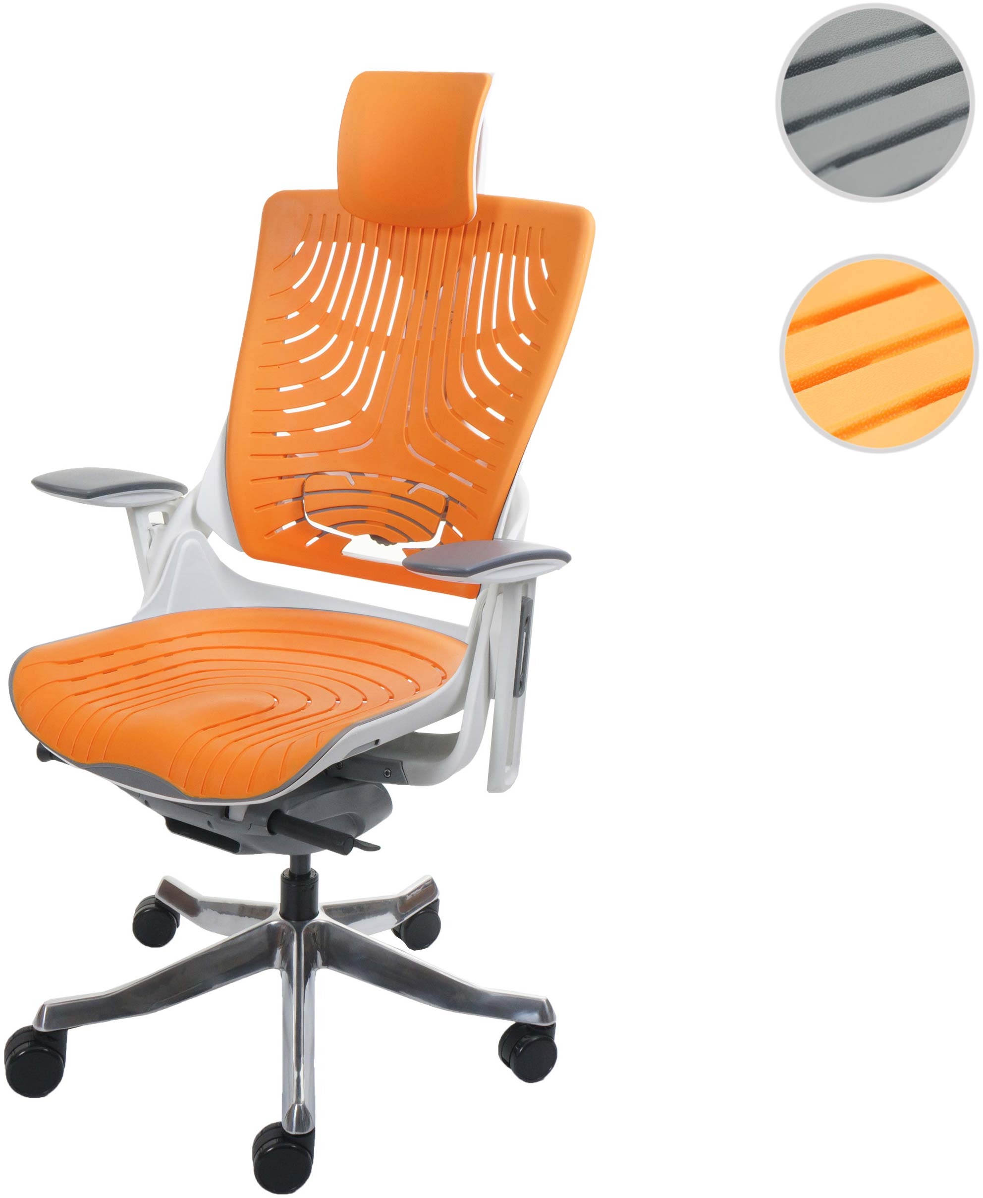 B√orostuhl MERRYFAIR Wau 2b, Schreibtischstuhl Drehstuhl, Hartschale, ergonomisch ~ orange