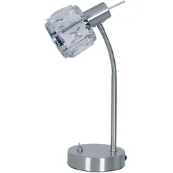 Tischleuchte Beistellleuchte Schreibtischlampe Kristall Glas silber E14 Flexo