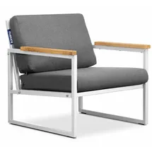 Konsimo Konsimo® Gartensessel, Weiß, Grau, Metall, Textil, Holz, 70x65x60 cm, Hergestellt in Europa, Loungemöbel, Lounge-Sessel