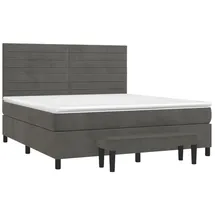 vidaXL Boxspringbett mit Matratze Dunkelgrau 160x200 cm Samt