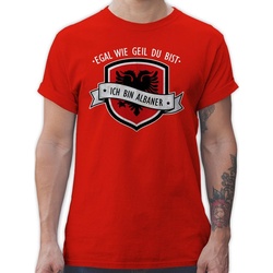 Shirtracer T-Shirt »Egal wie geil du bist - ich bin Albaner - Länder Wappen - Herren Premium T-Shirt« albanian tshirt - albanische t-shirt männer - albanien flagge rot 5XL
