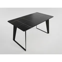 Esstisch FLORINT 140x80cm schwarze Keramikplatte schwarze Design-Tischkufen