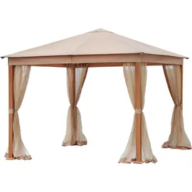 Konifera Pavillon Cádiz 2,98 x 2,64 m inkl. 4 Seitenteile Braun/Beige