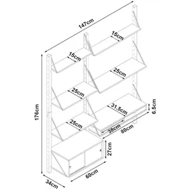 [en.casa] Wandregal Tingvoll 176x147x34 cm Bambus