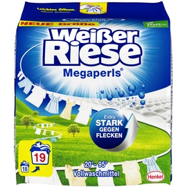 Weißer Riese Weißer-Riese Waschmittel Megaperls Vollwaschmittel, extra stark gegen Flecken, 1,2825 kg, 19 WL