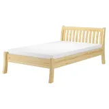 Komfortables Einzelbett Seniorenbett 120x200 Gästebett Kiefer massiv V-60.61-12Rollrost und Matratze inkl. - Naturbelassen