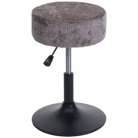 Mendler 2er-Set Hocker HWC-C22, Sitzhocker, höhenverstellbar drehbar Ø 37cm Stoff Chenille (465g/m2) FSC® ~ braun