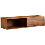 FineBuy TV-Board Kommode 110cm Hängend Sheesham Massivholz TV Lowboard mit 1 Schublade