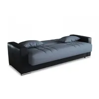 Dmora Schlafsofa Sergio, 3-Sitzer-Container-Schlafsofa aus Kunstleder und Stoff, 230x96h101 cm, Schwarz und Grau