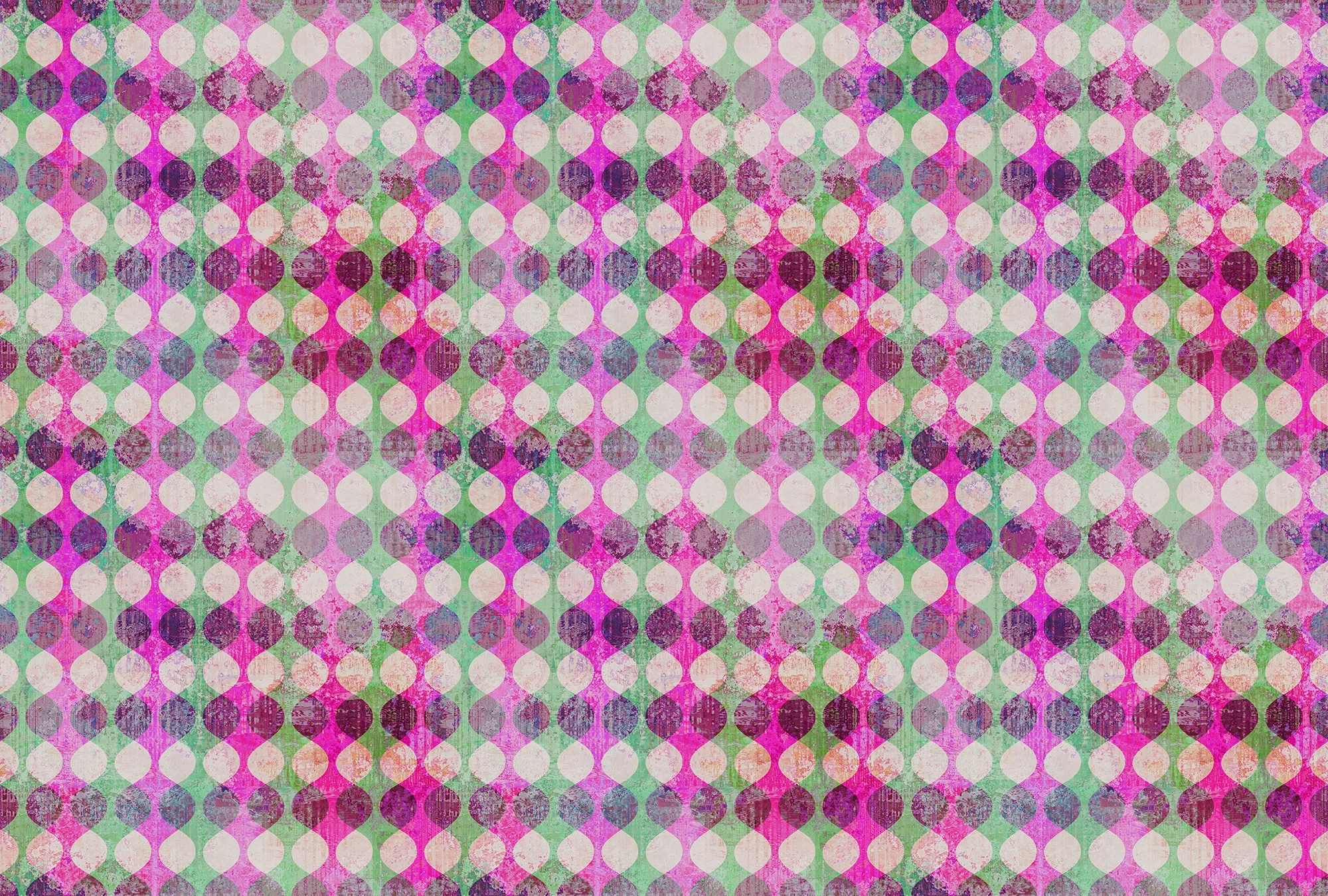 LIVING WALLS Fototapete "Walls by Patel Garland 1" Tapeten Vlies, Wand, Schräge Gr. B/L: 4 m x 2,7 m, grün (grün, rosa) Fototapeten