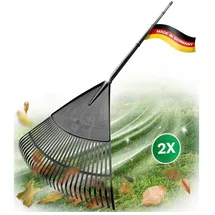 Novaliv Rechen 2X Laubbesen mit 4tlg Steck- & Schraubstiel