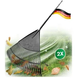 Novaliv Rechen 2X Laubbesen mit 4tlg Steck- & Schraubstiel