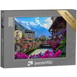 puzzleYOU Puzzle Fluss Arve und das Mont-Blanc-Massiv, Chamonix, 2000 Puzzleteile, puzzleYOU-Kollektionen Alpen