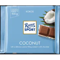 Ritter Sport Vollmilchschokolade gefüllt mit Kokosnussmilchcreme 100 G