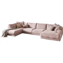 KAWOLA Wohnlandschaft U-Form Madeline Cord Longchair rechts rosa