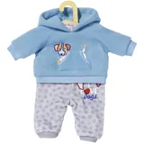 Zapf Dolly Moda Sport-Outfit mit blauem Kapuzenpulover mit grauer Hose für 43 cm große Puppen, 871324 Zapf Creation