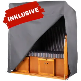 Mr. Deko Strandkorb Komplettset - bene living - Schleswig Pinie - PE mokka Modell 554