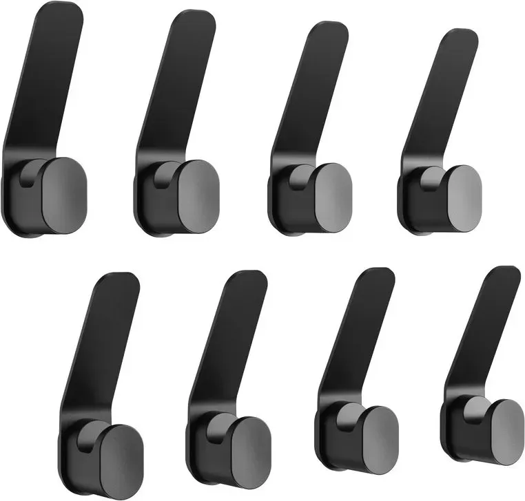 kapanou Wandhaken-Set aus Aluminium, 8 Stück, robuste Metall-Kleiderbügel für Bad, Schlafzimmer und Eingangsbereich, moderne und dekorative Wandhaken zum Aufhängen von Mänteln, Handtüchern und Hüten (Schwarz), Neujahrsverkauf, Top-Geschenkideen