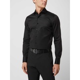 Eterna Slim Fit Luxury Shirt in schwarz unifarben, schwarz, 42
