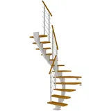 DOLLE Mittelholmtreppe Frankfurt (Breite: 65 cm, 1/2-gewendelt, Verkehrsweiß, Farbe Stufen: Eiche, Natur, Geschosshöhe: 240 – 279 cm)