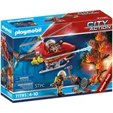 PLAYMOBIL City Action 71195 Feuerwehr-Hubschrauber, Feuerwehr-Helikopter mit Löschkanone, Spielzeug für Kinder ab 4 Jahren