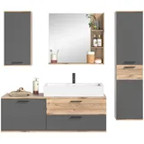 inn.furn Badmöbel Set Tomaso in Eiche und grau Komplett-Set mit Waschbecken 190 cm, Soft-Close
