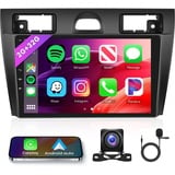 2G+32G Android Autoradio 2 Din für Ford Fiesta Mk VI 5 Mk5 2002-2008 mit Wireless Apple Carplay Android Auto GPS Navi WiFi 9 Zoll Autoradio mit Bluetooth Mirror Link FM/RDS/OBD2/DAB+ Rückfahrkamera