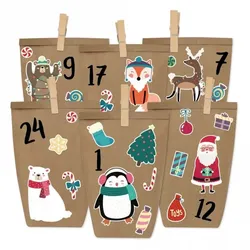 Papierdrachen DIY Adventskalender zum Befüllen - Aufkleber