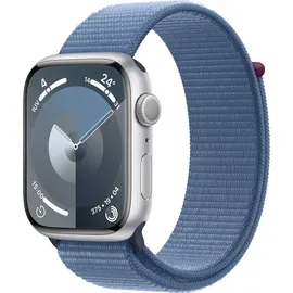 Apple Watch Series 9 GPS 45 mm Aluminiumgehäuse silber, Sport Loop winterblau One Size
