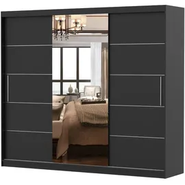 fabryka mebli idczak Schwebetürenschrank Kleiderschrank Schrank mit Spiegel 250cm Schwarz/Schwarz Alba - Schwarz
