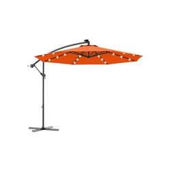 Sonnenschutz Sonnenschirm, Gartenschirm, Terrassenschirm, COSTWAY, Ø300cm, mit Solarlichtern & LED orange