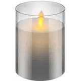goobay LED Echtwachskerze im Glas 10 cm grau