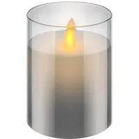 goobay LED Echtwachskerze im Glas 10 cm grau