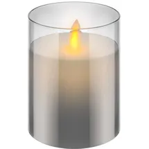 goobay LED Echtwachskerze im Glas 10 cm grau