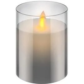 goobay LED Echtwachskerze im Glas 10 cm grau