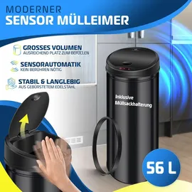 Kesser Automatik Sensor Mülleimer 56 l Schwarz