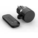 Perfect Funksteckdosen mit Fernbedienung Aussen, 1 x Steckdose mit Funkfernbedienung, 2300 Watt, 230V Outdoor Set, 30m Reichweite, IP44, Stromsparen, Schwarz
