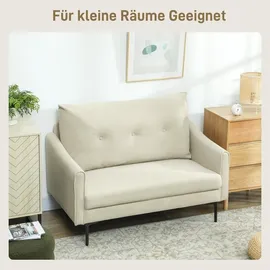 Homcom Sofa 2-Sitzer 124 cm Kleine Couch mit Armlehne, Samtoptik, Cremeweiß - Weiß