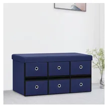vidaXL Faltbare Sitzbank mit Stauraum Blau 76x38x38 cm Leinenoptik