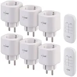 6er-Set Mini-Funksteckdosen mit Fernbedienung, 30 Meter, 3.680 Watt