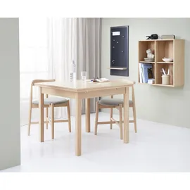 Hammel Furniture Esstisch HAMMEL FURNITURE "Basic Dinex, schnell innenliegende Einlegeplatten ausziehbar", braun (weißpigmentiert eiche), B:90cm H:76cm T:90cm, Tischplatte: Eiche weiß pigmentiertes Furnier und matt lackiert, Gestell: Massivholz, Tische, Furnier /