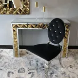 Barock Stuhl schwarz Ludwik II modern barock Polsterstuhl gesteppt mit Kristalle