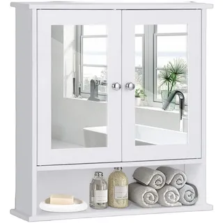 Costway Spiegelschrank Badezimmer, Badschrank mit Spiegel, Badezimmerschrank mit Ablage, Haengeschrank Badmoebel,