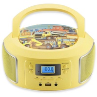 Cyberlux CL-950 tragbarer CD-Player (CD, Kinder CD Player tragbar, Boombox, Musikbox, FM Radio mit MP3 USB) gelb