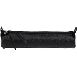 Clairefontaine 6x Kleines Schlampermäppchen rund aus Leder schwarz Ø3 ,5x18cm - Schwarz 8327C